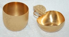 1950s Apple Shaped Napier Smoking Set ashtray gold & signed cigarette holder