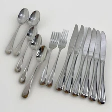 Oneida Stainless Satin Sand Dune Glossy Frosted Indent USA 14 Piece Lot Replace