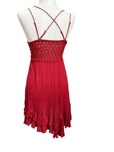 Free People Red Adella Slip Dress Spaghetti Straps Spring Summer Size Small - Picture 4 of 14