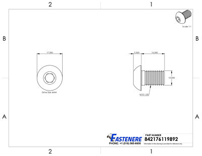 Viti Testa Cilindrica Bombata M10x16mm &ndash; Acciaio Inox A2-70 &ndash; Confezione Da 10