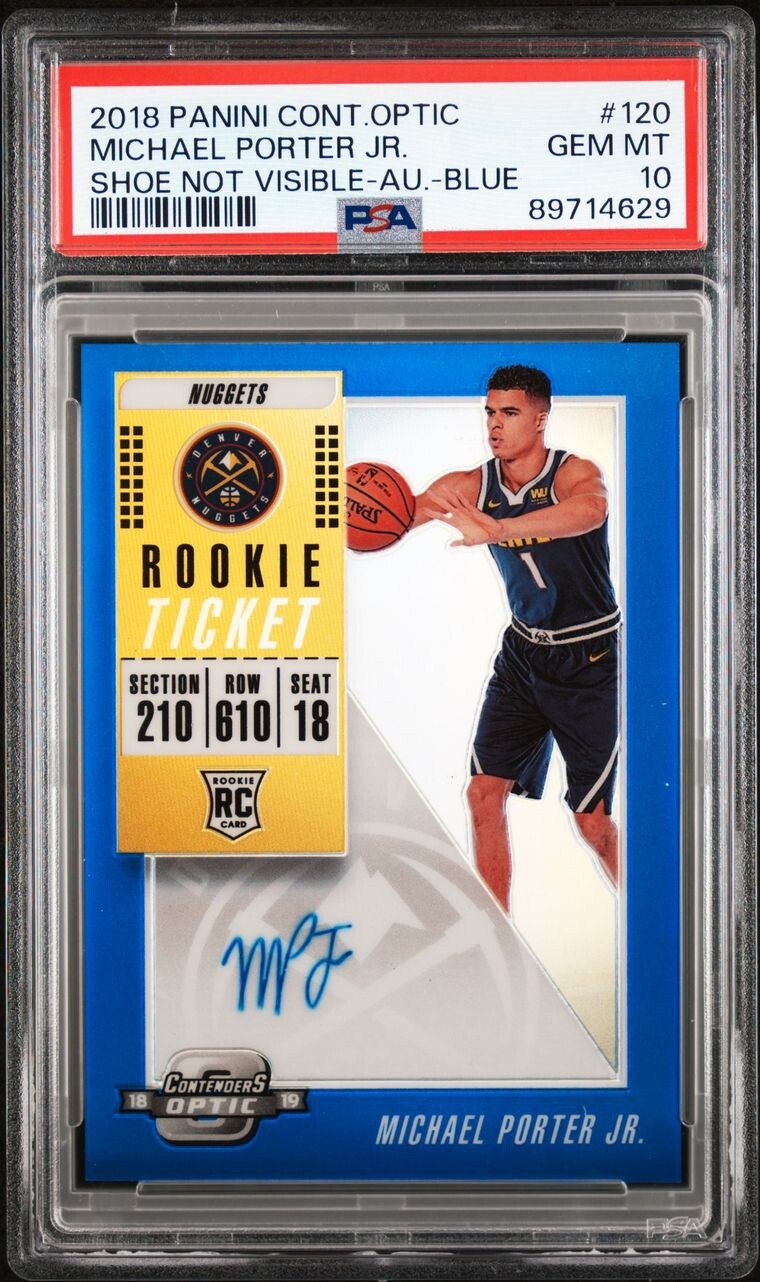 2018-19 Contenders Optic Michael Porter Jr /49 Rookie Ticket Auto RC 120 PSA 10