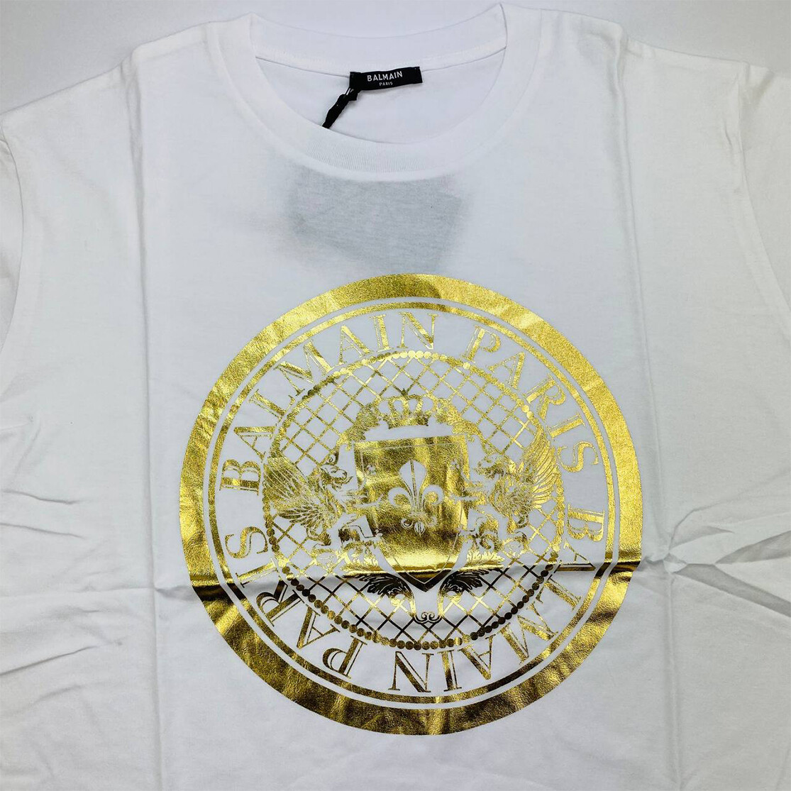BALMAIN Metallic Coin Logo White T-Shirt Men | eBay
