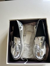 Stella Mccartney Silver and White Star Pattern Slip On Platform Shoes UK 40