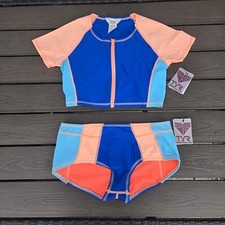 TYR Womens Seaside Aluna Top Seaside Jada Bottom Bikini Blue/Coral Sz S NEW