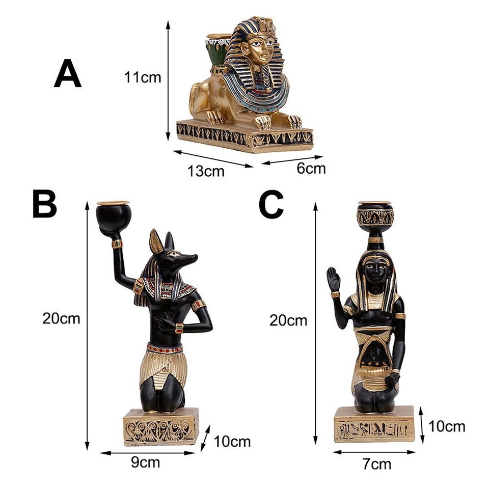 Home Decoration Egyptian Sculpture Candle Holder Resin Figurines Retro