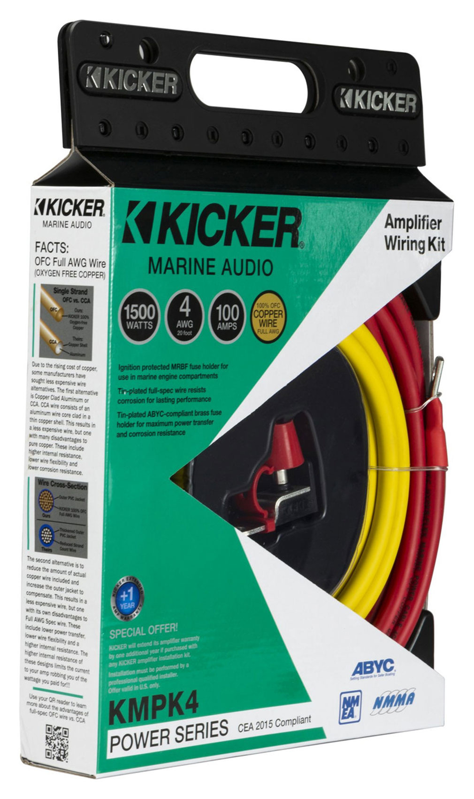Комплект проводов для установки морского усилителя KICKER 47KMPK4 калибра 4 AWG KMPK4