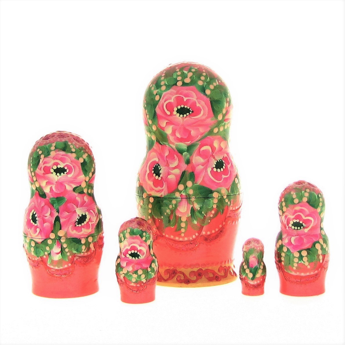 5 Poupées russes H14 peint main signé Matriochka Gigognes Nested Doll