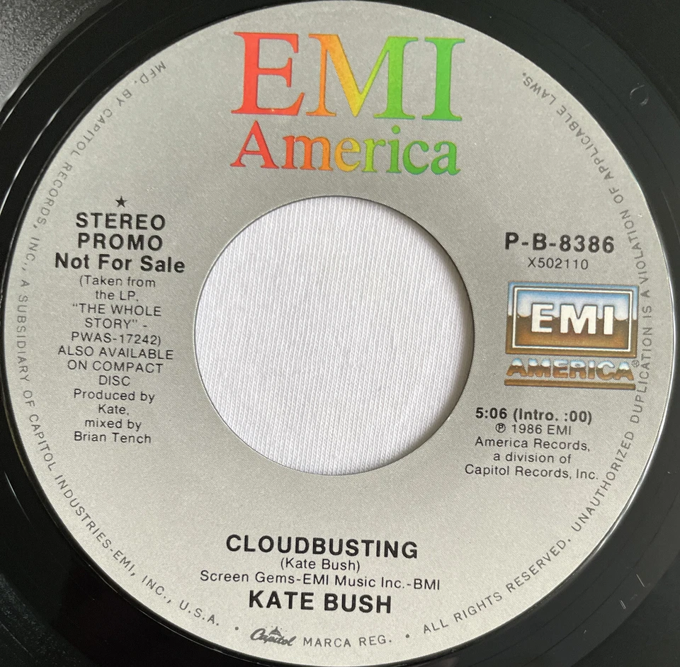 KATE BUSH -Cloudbusting- Rare US Promo 7” +Picture Sleeve (Vinyl Record) - Image 2 of 4