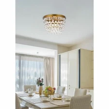 Flush Mount Chandelier 3 Light Fixture Foyer Bedroom Bathroom or Living Room 15"