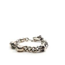 King Baby Studio 2MM Chain Integrated Skulls Fine Silver .925 Size 6"