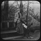 CHILDREN ON A BENCH C1910 EDWARDIAN ANTIQUE Magic Lantern Slide PHOTO WAIFS