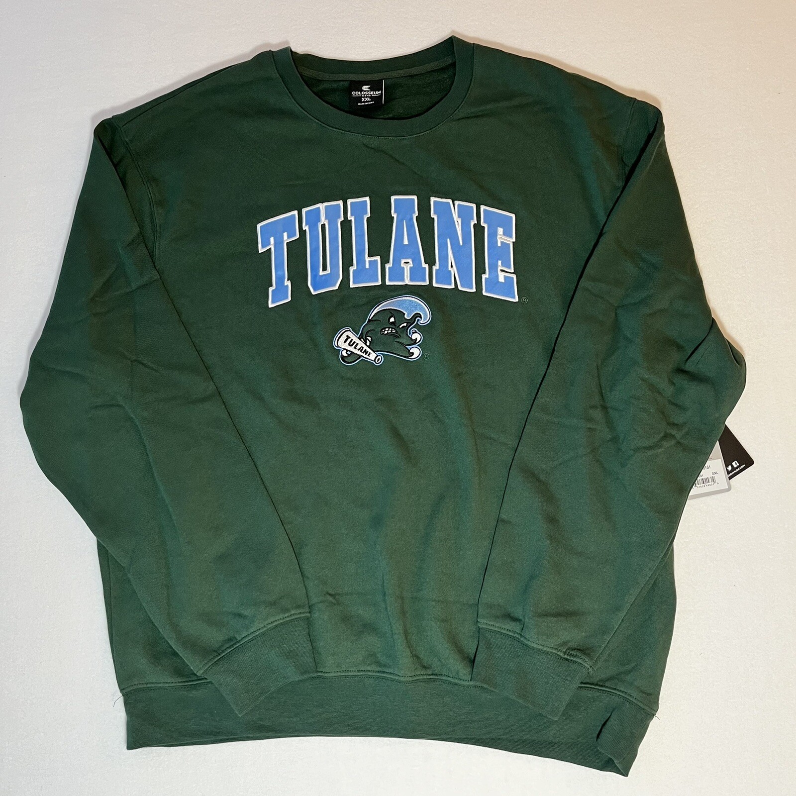 Colosseum Tulane Greenwave Men's XXL Sweatchirt Crew Neck Green New