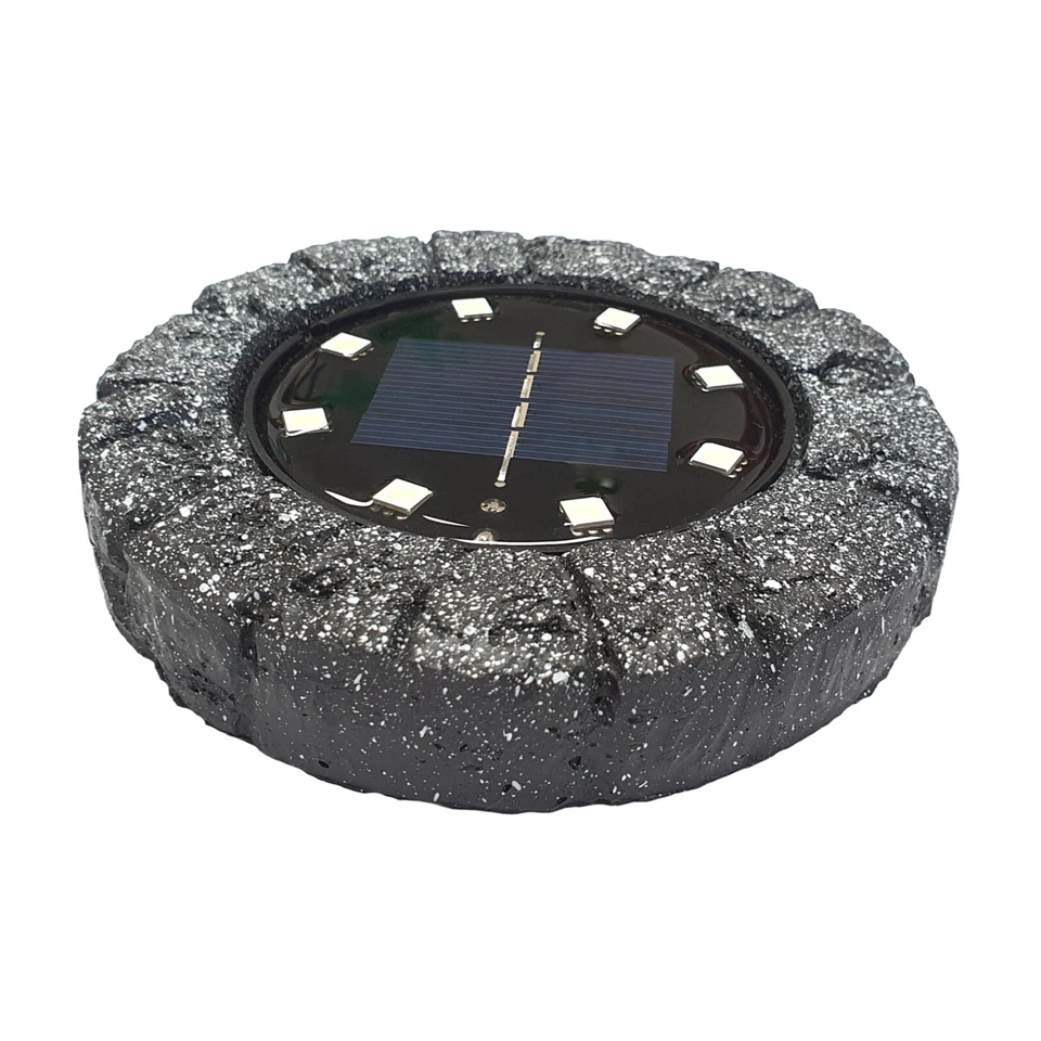 4x Solar Boden-Leuchte für Außen Stein-Optik Led Garten-Strahler Beet Weg Aufbau - Bild 2 von 4