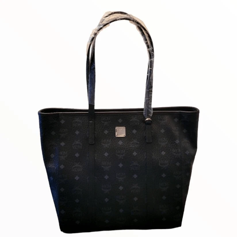 MCM Large Monogram Tote Bag in Black