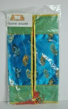 Oriental Antique Design Rectangle Tissue Cover with Red Tassels New in Package 