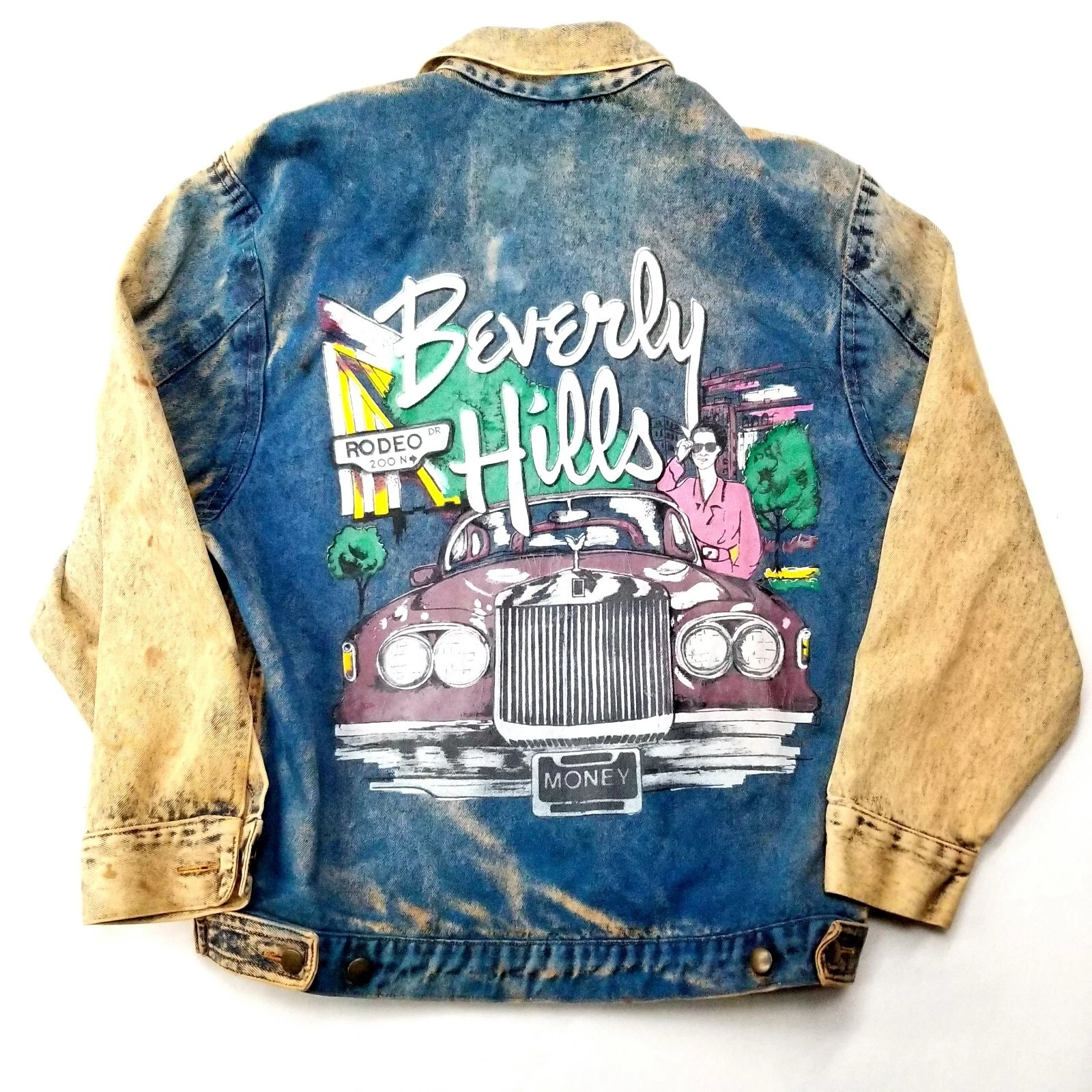 Ka Pow Hand painted denim jacket Beverly Hills Medium Bm