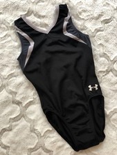 Under Armour GK ELITE gymnastics Leotard BLACK Gray SILVER White USA Size: CM