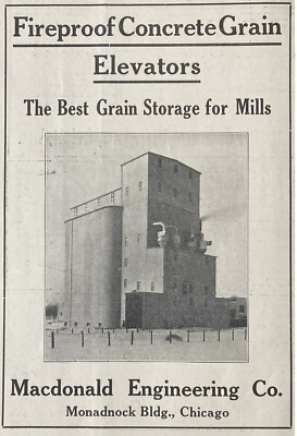 1910 AD(XG20)~MACDONALD ENGINEERING CO. CHICAGO. CONCRETE GRAIN ELEVATORS