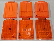 Lot of 6 Nerf Dart Gun Round Ammo Magazine Clip N-Strike Elite Orange Black