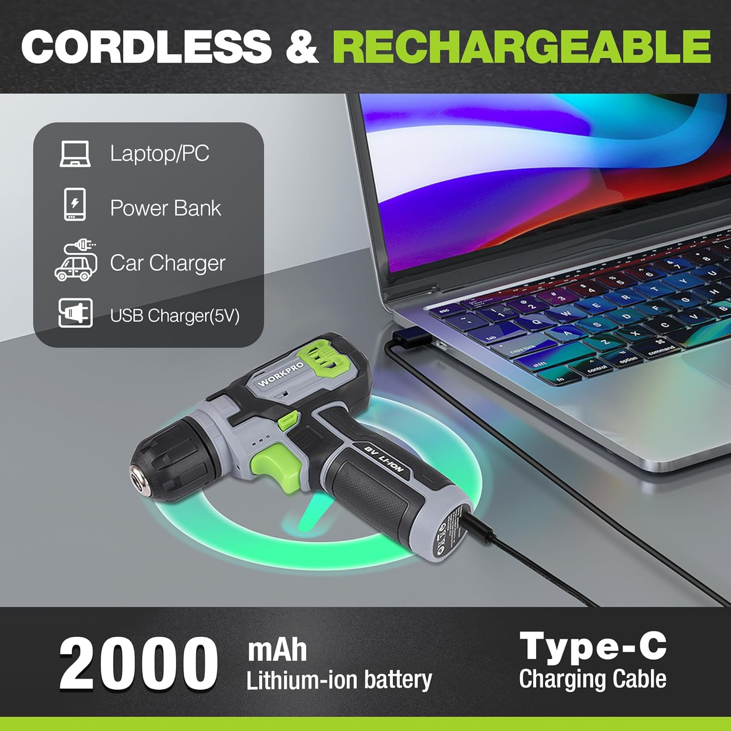 Set Trapano Avvitatore Senza Fili 8V foto 4