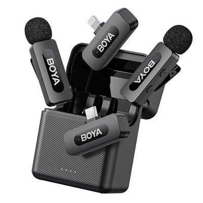 BOYA V3 Combo Wireless Microphone for iPhone/Andriod/Tablets/PC with USB C/Light