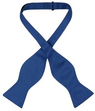 Vesuvio Napoli SELF TIE Bow Tie Solid ROYAL BLUE Color Mens BowTie