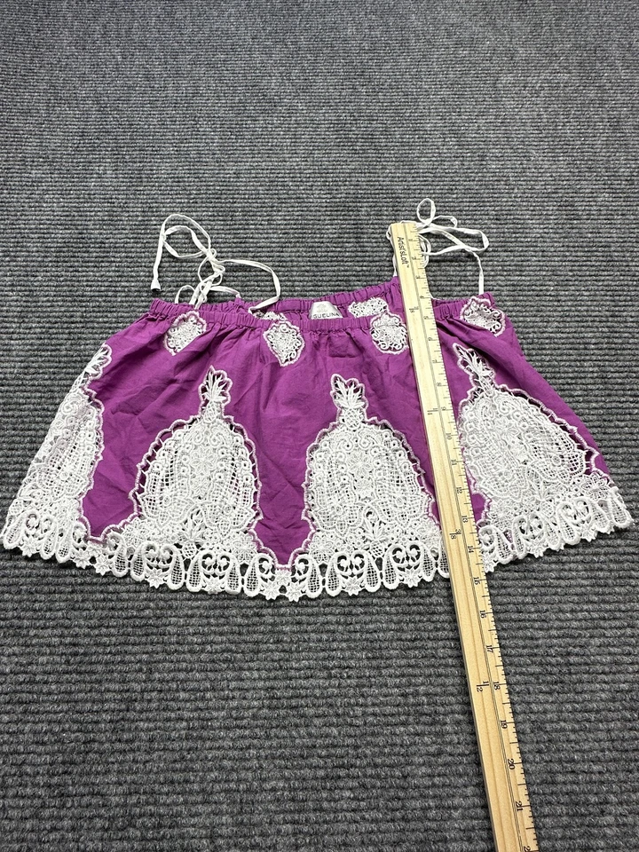 Miguelina Crop Top Womens Medium Purple White Lace Embroidery Boho Festival Tank - Image 3 of 4