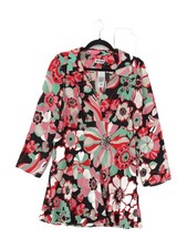 RIXO Women's Top UK 12 Multi Floral 100% Silk Long Sleeve Collared Tunic