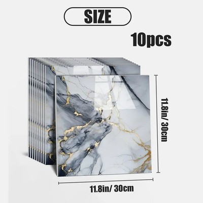 20/10 Pcs Peel and Stick Marble Floor Wall Panels PVC Tiles Sticker US**