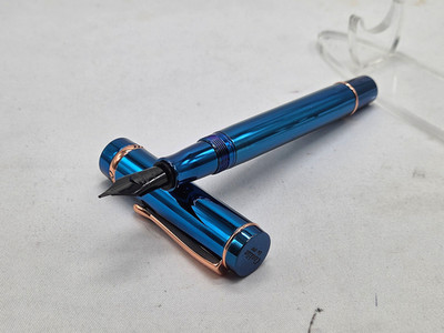 Conklin Duragraph Metal Fountain Pen PVD Blue Fine Nib