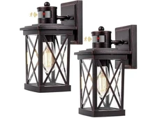 TOBUSA Motion Sensor Outdoor Lights Wall Mount, 2 Packs Brown 2-Pack 