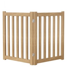 2-Panel Solid Wood Dog Gate - Freestanding Folding Pet Gate for Doorways, Sta...