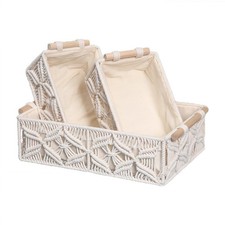 GIB Macrame Storage Basket Boho Decor Boxes Small Woven Baskets for Organizin...