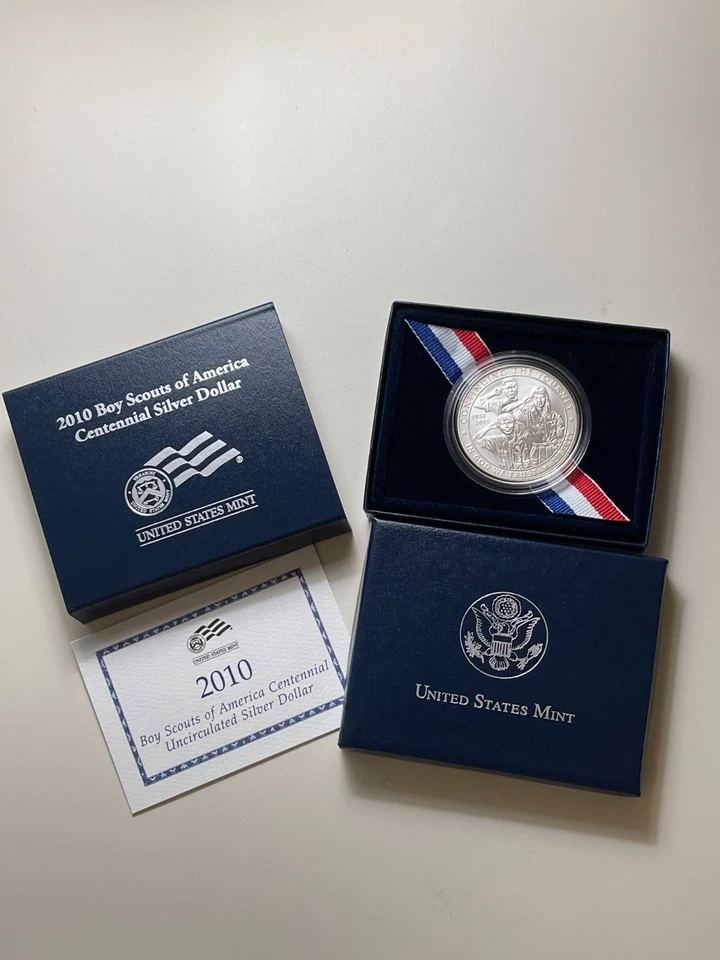 2010 Boy Scout Commemorative Silver Dollar Coin Uncirculated w/Box/COA ~ #BY2 - Image 2 of 4