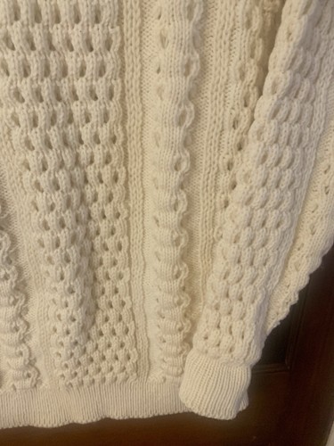 Vtg L. L. Bean Irish Fisherman Honeycomb Sweater Made In Ireland Ladies L, $70 - Photo 4