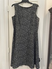 Talbots 16 Black & White Print Fit & Flare Sleeveless Dress