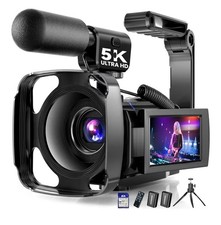 5K Video Camera Camcorder, UHD 64MP Vlogging Camera for YouTube with 3" 270 