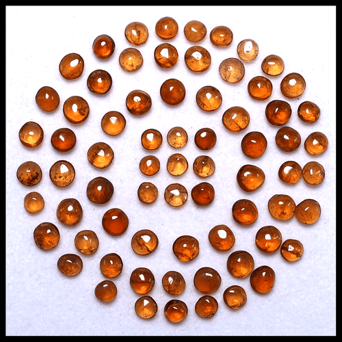 Lote 70 Piezas Piedras Preciosas Cabujón Redondas Granate Hessonita Natural Sin Tratar 4mm-6mm - Imagen 5 de 11