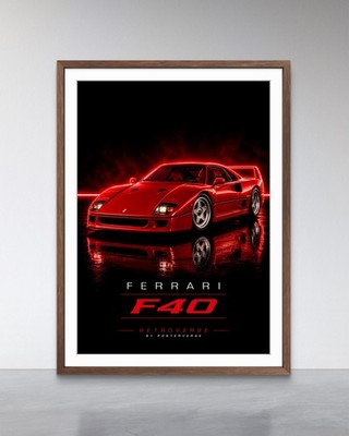 Ferrari F40 | Retro Car Poster Print | RETROVERSE Garage Wall Art | Gift 