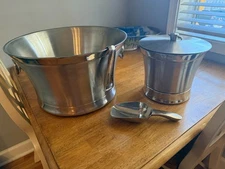 Frontgate Optima Stainless Steel Beverage Tub, Bottle Opener, Ice Bucket w Scoop