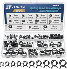 Spring Band Hose Clamps Assortment Kit 10Sizes 80Pcs 5Mm 6Mm 7Mm 8Mm 9Mm 10Mm 11