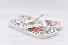 Womens Havaianas Flower Tapestry Flip-Flop Sandals - White Size 9/10 EU 41-42