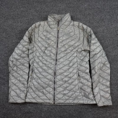 The North Face ThermoBall Jacket Womens Medium Gray Quilted Puffer Full Zip
