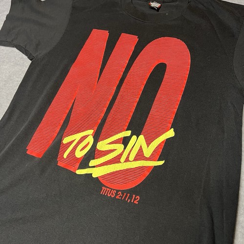 Vintage Jesus Tee Men’s T Shirt Size Large Single Stitch Christian 90s Black - Picture 2 of 6