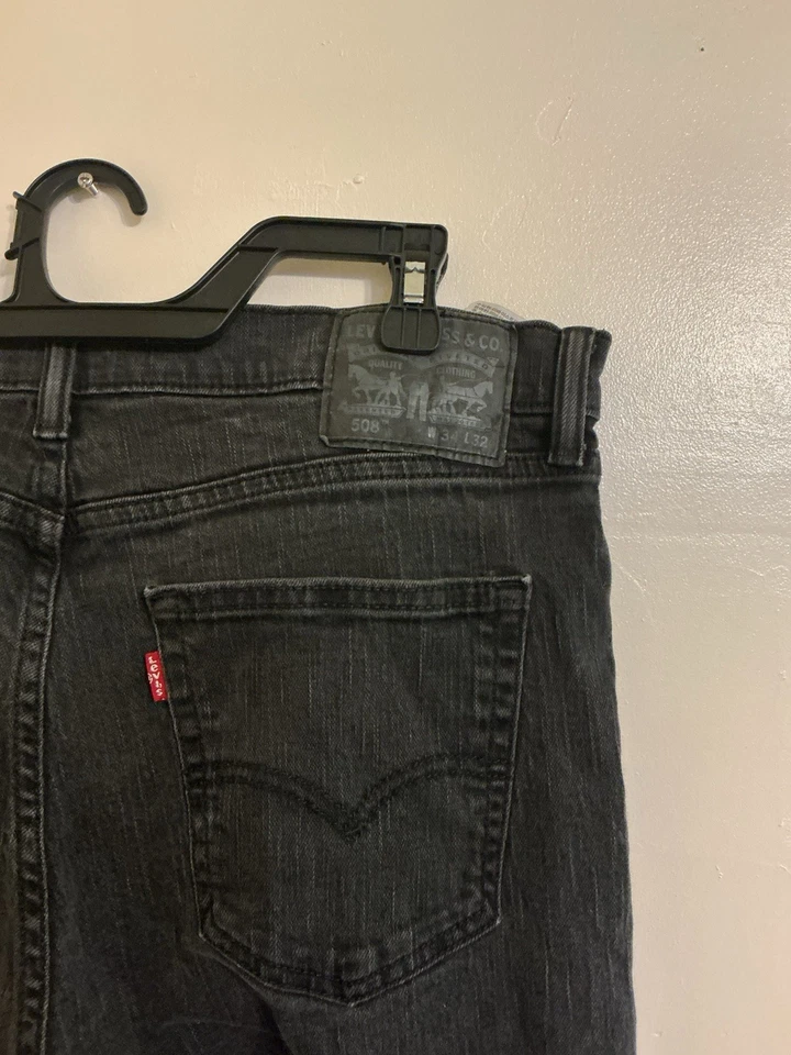 Original Riveted Levi Strauss & Co. 508 Black Jeans W34 L32 Taper Black Wash - Image 3 of 4