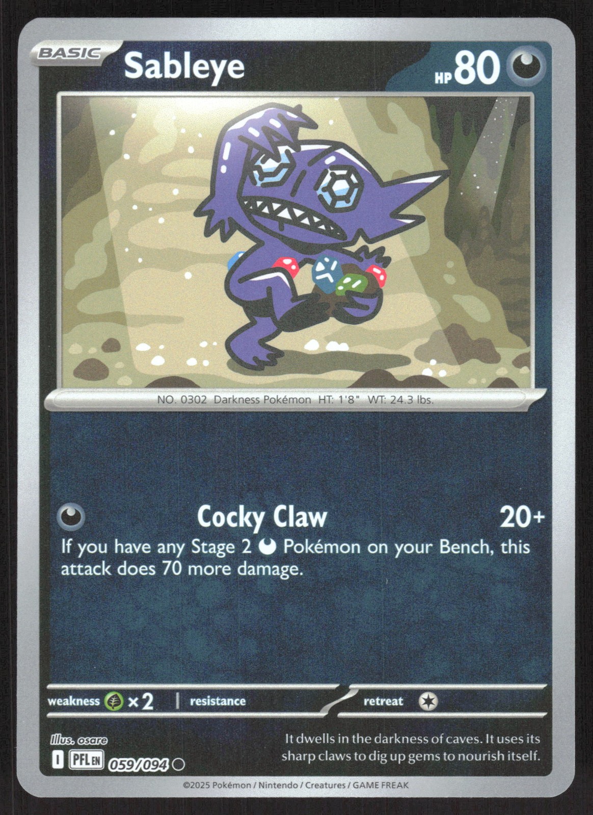 Sableye 059/094 Reverse Holofoil ME02: Phantasmal Flames LP-NM