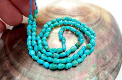 STUNNING ALL NEW GENUINE KINGMAN AZ TURQUOISE STRAND - SHINING BLUE SLIGHT GREEN