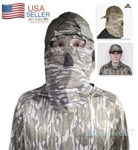 QuikCamo® Cap Mossy Oak Camo Face Mask Hat For Hunting Camouflage Adjustabl Size