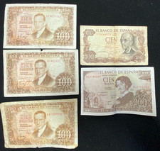 5pc Spain Currency Paper Money Bank Notes Lot 100 Pesetas 1953 1965 1970