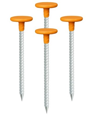 Rebar Survey Markers Stakes with Rubber Cap,12'' Long 1.4 lb Galvanized Steel ...